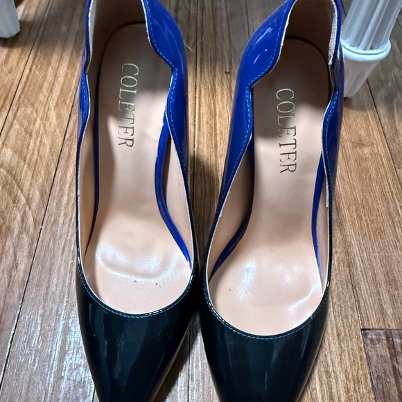 Women's Blue and Black Heels - Picture 1 of 5